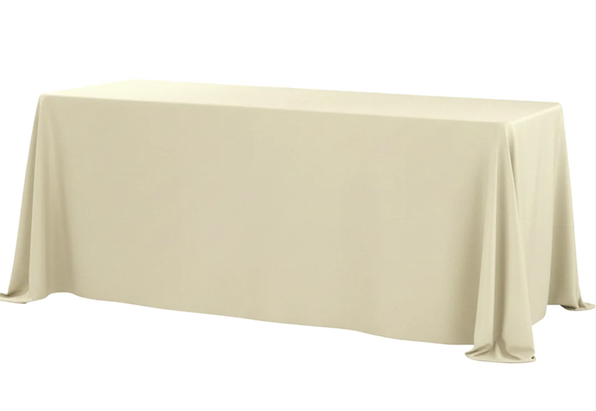 90in x 156in Ivory Polyester Linen