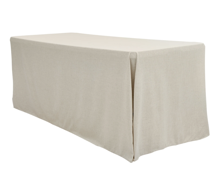 90in x 132in Ivory Polyester Linen